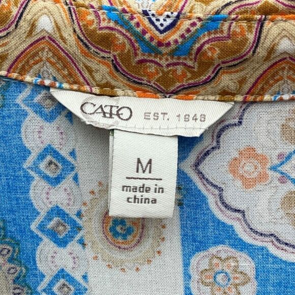 Cato Cropped Wrap Top Womens Medium Blouse 3/4 Sleeve Boho Balletcore Retro - Picture 5 of 10